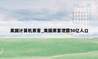 美国计算机黑客_美国黑客泄露50亿人口