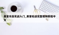 黑客攻击实战入门_黑客枪战完整视频教程中文