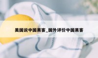 美国说中国黑客_国外评价中国黑客