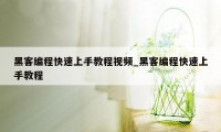 黑客编程快速上手教程视频_黑客编程快速上手教程