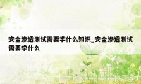 安全渗透测试需要学什么知识_安全渗透测试需要学什么