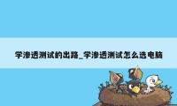 学渗透测试的出路_学渗透测试怎么选电脑