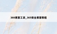 360黑客工资_365安全黑客教程