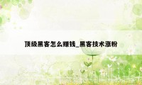 顶级黑客怎么赚钱_黑客技术涨粉