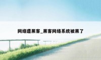 网络遭黑客_黑客网络系统被黑了