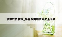 黑客攻击物理_黑客攻击物联网安全系统