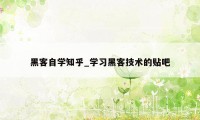 黑客自学知乎_学习黑客技术的贴吧