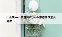 什么叫web渗透测试_web渗透测试怎么测试