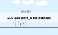 android渗透测试_安卓渗透测试内容