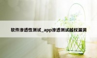 软件渗透性测试_app渗透测试越权漏洞