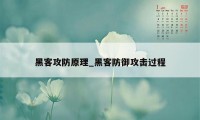 黑客攻防原理_黑客防御攻击过程