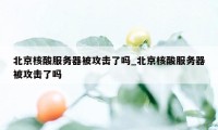 北京核酸服务器被攻击了吗_北京核酸服务器被攻击了吗