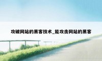 攻破网站的黑客技术_能攻击网站的黑客