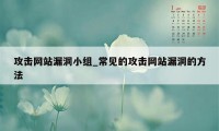 攻击网站漏洞小组_常见的攻击网站漏洞的方法