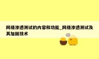 网络渗透测试的内容和功能_网络渗透测试及其加固技术