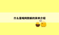 什么是暗网肢解的简单介绍