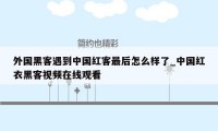 外国黑客遇到中国红客最后怎么样了_中国红衣黑客视频在线观看