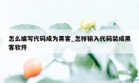 怎么编写代码成为黑客_怎样输入代码装成黑客软件