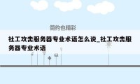 社工攻击服务器专业术语怎么说_社工攻击服务器专业术语