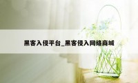 黑客入侵平台_黑客侵入网络商城