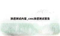 渗透测试内容_cms渗透测试报告