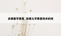 去哪里学黑客_在哪儿学黑客技术的快