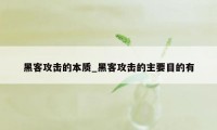 黑客攻击的本质_黑客攻击的主要目的有