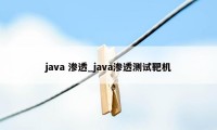 java 渗透_java渗透测试靶机