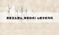 黑客怎么查ip_黑客技术》ip查手机号码